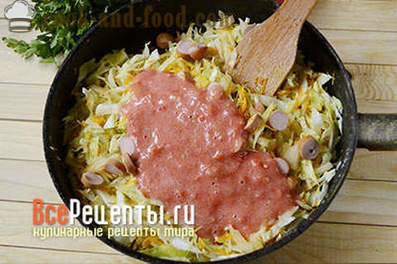 Κοκκινιστό λάχανο με βήμα συνταγή λουκάνικο βήμα με φωτογραφίες