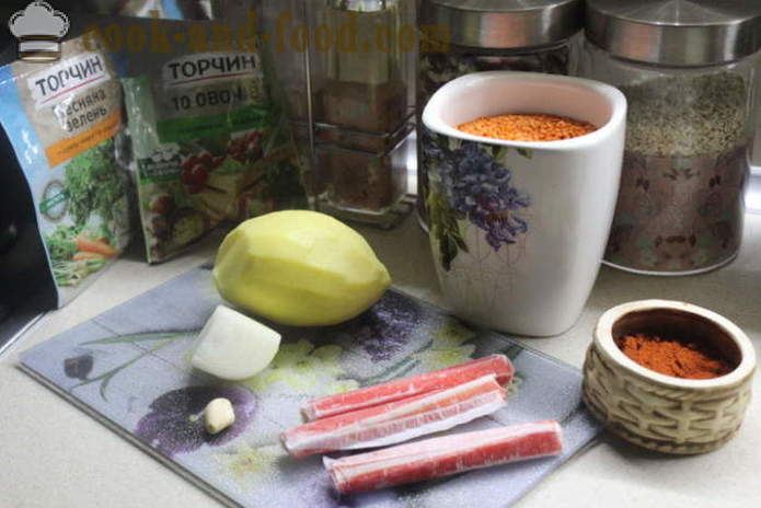Σούπα με ραβδιά καβούρι και λαχανικά - πώς να μαγειρεύουν με ξύλα καβούρια, βήμα προς βήμα τη συνταγή φωτογραφίες m