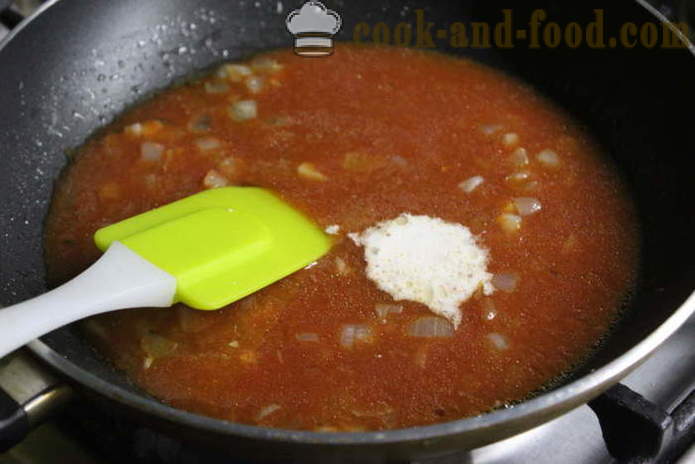 Σπαγγέτι με τόνο κονσέρβα σε σάλτσα ντομάτας, κρέμα γάλακτος - τόσο νόστιμο για να μαγειρέψουν τα μακαρόνια, ένα βήμα προς βήμα φωτογραφίες συνταγή