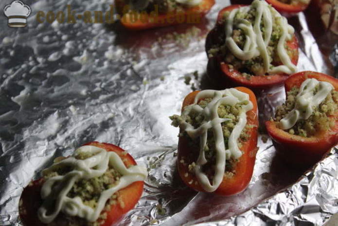Πιπεριές γεμιστές με κιμά με το ψιλοκομμένο σέλινο - όπως ψητά γεμιστές πιπεριές στο φούρνο, με μια βήμα προς βήμα φωτογραφίες συνταγή