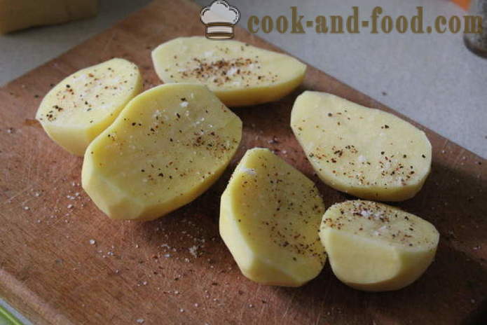 Ψητή πατάτα με τυρί - και νόστιμα για να μαγειρέψετε τις πατάτες στο φούρνο, με μια βήμα προς βήμα φωτογραφίες συνταγή