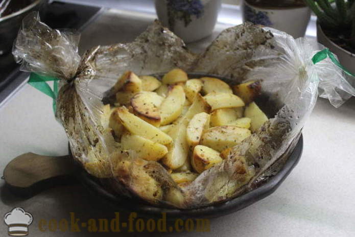 Πατάτες φούρνου με μέλι και μουστάρδα στο φούρνο - και νόστιμα για να μαγειρέψετε τις πατάτες στην τρύπα, βήμα προς βήμα τη συνταγή με φωτ
