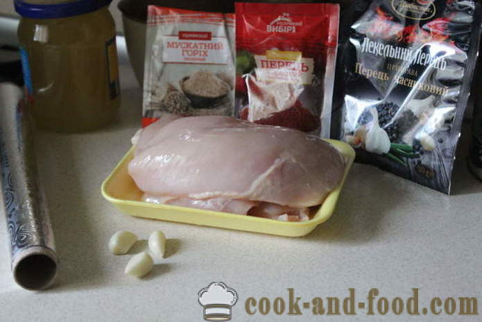 Αρχική παστουρμά στήθος κοτόπουλου σε αλουμινόχαρτο - πώς να κάνει ένα κοτόπουλο παστουρμά στον φούρνο, με μια βήμα προς βήμα φωτογραφίες συνταγή