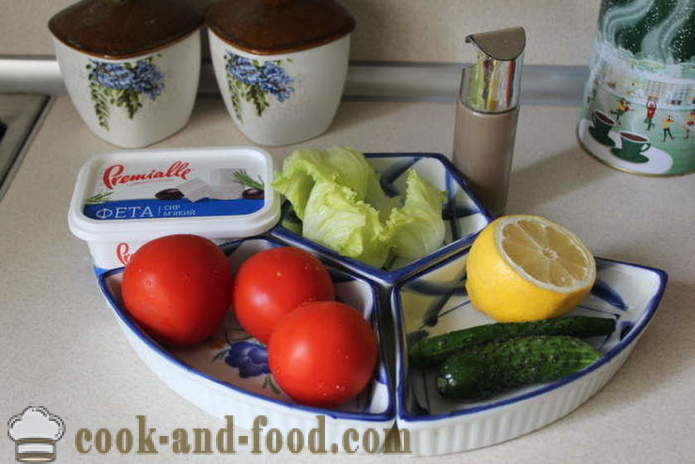 Σαλάτα λαχανικών με φέτα - πώς να προετοιμάσει μια σαλάτα με φέτα και λαχανικά, με μια βήμα προς βήμα φωτογραφίες συνταγή