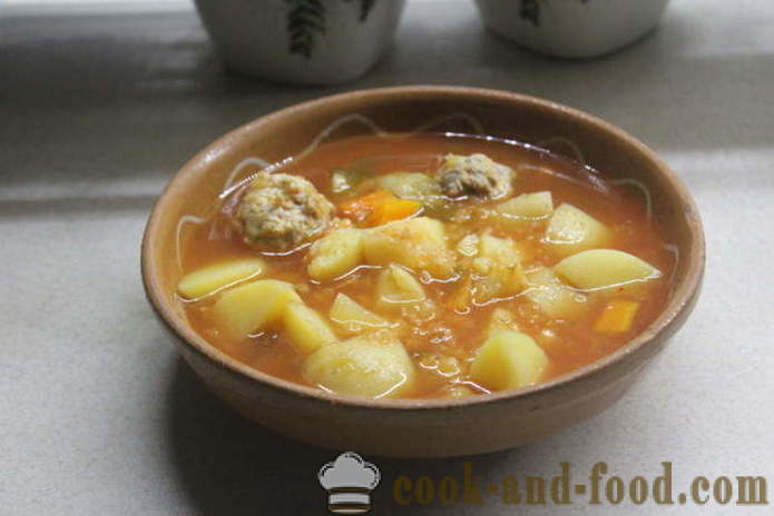 Απλή σούπα κόκκινο φακές με κεφτεδάκια και ντομάτα - πώς να μαγειρεύουν σούπα από κόκκινες φακές, με μια βήμα προς βήμα φωτογραφίες συνταγή