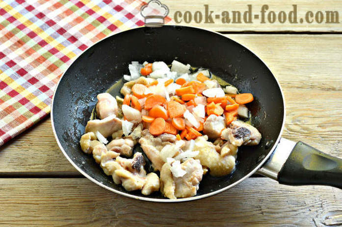 Ρύζι με λαχανικά και κοτόπουλο - τόσο νόστιμο ρύζι μάγειρας κοτόπουλο σε ένα τηγάνι, ένα βήμα προς βήμα φωτογραφίες συνταγή