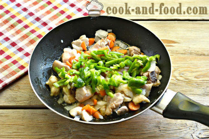 Ρύζι με λαχανικά και κοτόπουλο - τόσο νόστιμο ρύζι μάγειρας κοτόπουλο σε ένα τηγάνι, ένα βήμα προς βήμα φωτογραφίες συνταγή