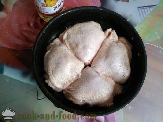Μπουτάκια κοτόπουλου στο φούρνο - ως νόστιμα ψητά μηρούς κοτόπουλου στο φούρνο, με μια βήμα προς βήμα φωτογραφίες συνταγή