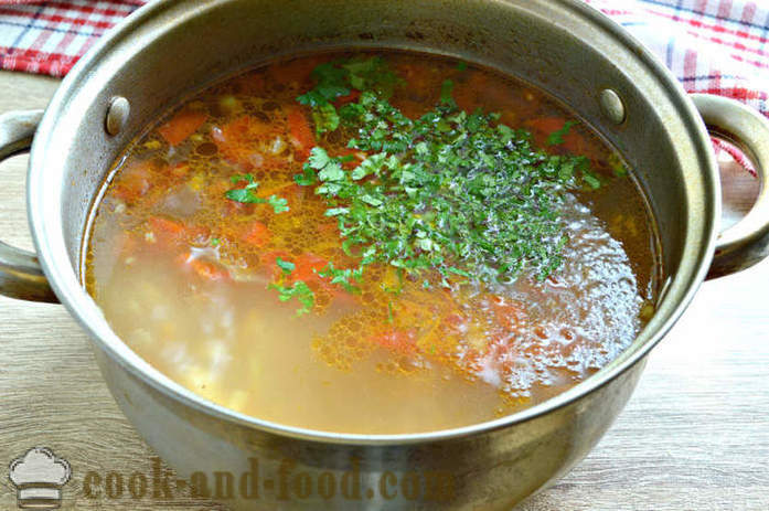 Σούπα με τα κονσερβοποιημένα μπιζέλια και λάχανο - πώς να μαγειρεύουν σούπα με λάχανο και τα μπιζέλια, ένα βήμα προς βήμα φωτογραφίες συνταγή
