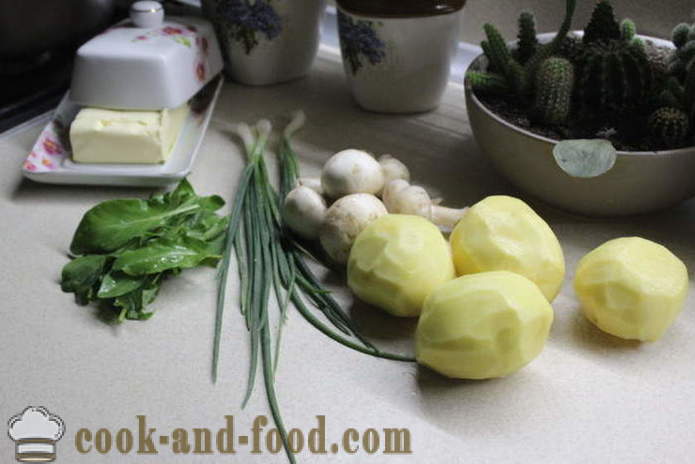 Κατσαρόλα των πρώτων πατάτες με μανιτάρια και λάπαθο - πώς να κάνει μια κατσαρόλα πατάτες με μανιτάρια, ένα βήμα προς βήμα φωτογραφίες συνταγή