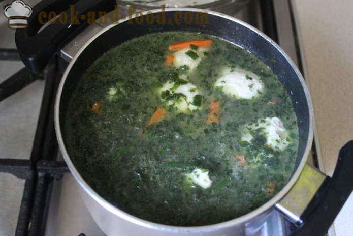 Σούπα σπανάκι με κρέμα γάλακτος και ζυμαρικά - πώς να μαγειρεύουν σούπα με σπανάκι κατεψυγμένο, βήμα προς βήμα φωτογραφίες συνταγή