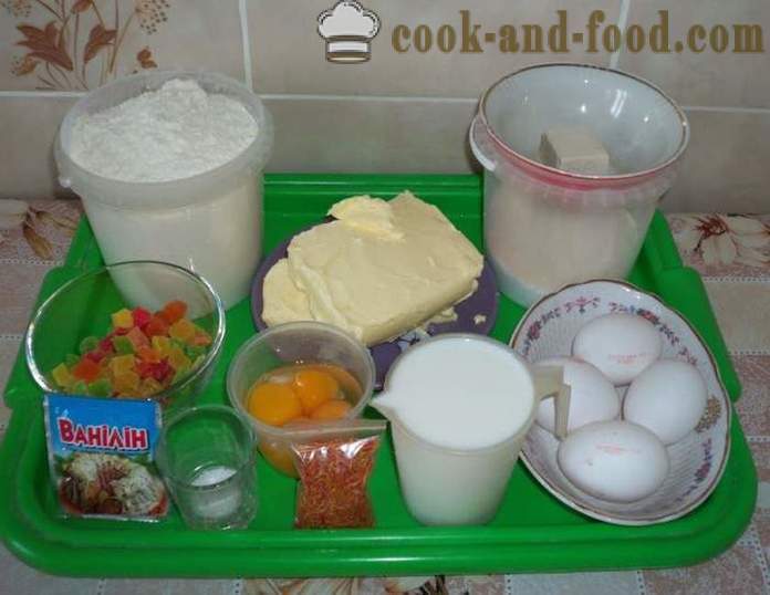 Saffron κέικ με πρωτεΐνη κερασάκι - πώς να μαγειρεύουν ένα κέικ με γλάσο, μια βήμα προς βήμα φωτογραφίες συνταγή