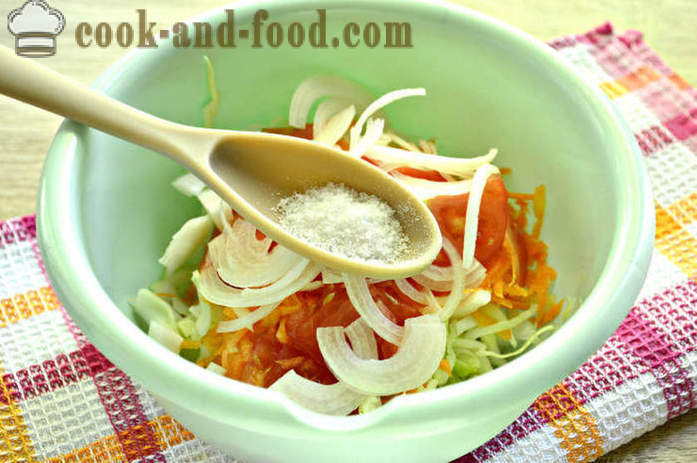 Βήμα-βήμα η συνταγή φωτογραφία νόστιμη σαλάτα από φρέσκα λάχανο και τα καρότα - πώς να μαγειρέψουν μια νόστιμη σαλάτα των νέων λάχανο και τα καρότα
