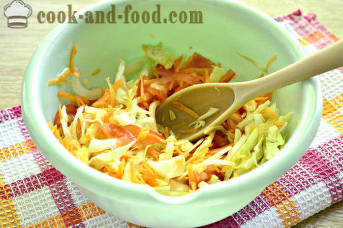 Βήμα-βήμα η συνταγή φωτογραφία νόστιμη σαλάτα από φρέσκα λάχανο και τα καρότα - πώς να μαγειρέψουν μια νόστιμη σαλάτα των νέων λάχανο και τα καρότα