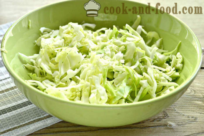 Απλή σαλάτα από λάχανο και αγγούρι με ξύδι - πώς να κάνει μια νόστιμη σαλάτα από φρέσκα λάχανο και αγγούρι με μια βήμα προς βήμα φωτογραφίες συνταγή