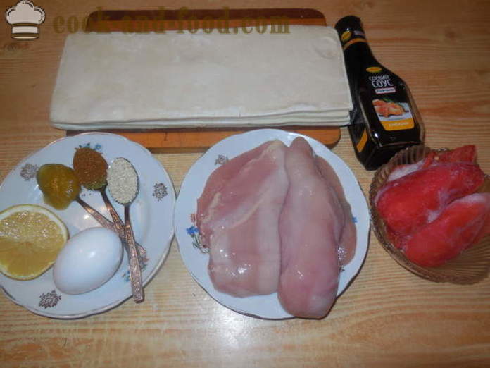 Κοτόπουλο σε σφολιάτα στο φούρνο για σουβλάκια - πώς να μαγειρέψουν ένα κοτόπουλο σε σουβλάκια, ένα βήμα προς βήμα φωτογραφίες συνταγή