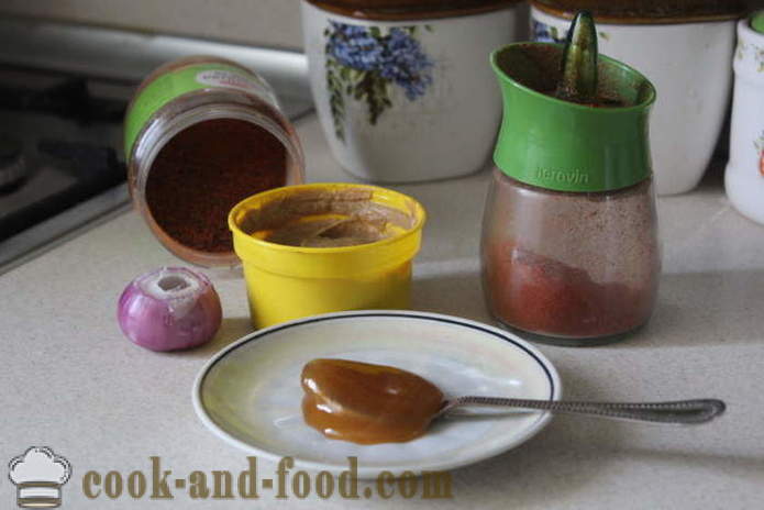 Μέλι σάλτσα μουστάρδας για κοτόπουλο ή νευρώσεις - πώς να κάνει τη σάλτσα μέλι-μουστάρδας για το βόειο κρέας, ένα βήμα προς βήμα φωτογραφίες συνταγή