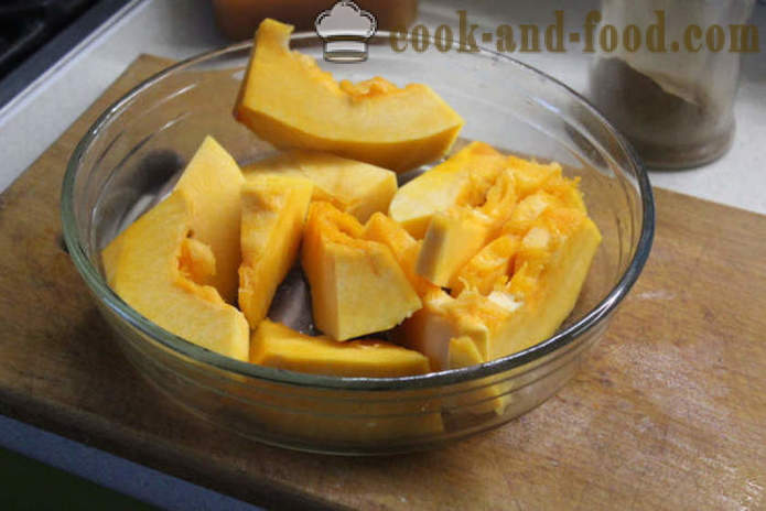 Ψητή κολοκύθα με μέλι, αποξηραμένα φρούτα και μπαχαρικά - πώς να ψήνουν τις φέτες κολοκύθας στο φούρνο, με μια βήμα προς βήμα φωτογραφίες συνταγή