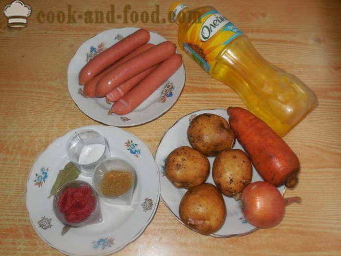 Solyanka με λουκάνικα και πατάτες στο multivarka - πώς να μαγειρεύουν ένα νόστιμο λουκάνικο με πατάτες, μια βήμα προς βήμα φωτογραφίες συνταγή