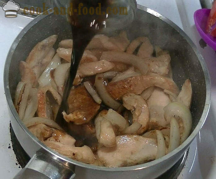 Στήθος κοτόπουλο στην κινεζική σάλτσα σόγιας - πώς να μαγειρεύουν το κοτόπουλο σε μια κινεζική σάλτσα, ένα βήμα προς βήμα φωτογραφίες συνταγή