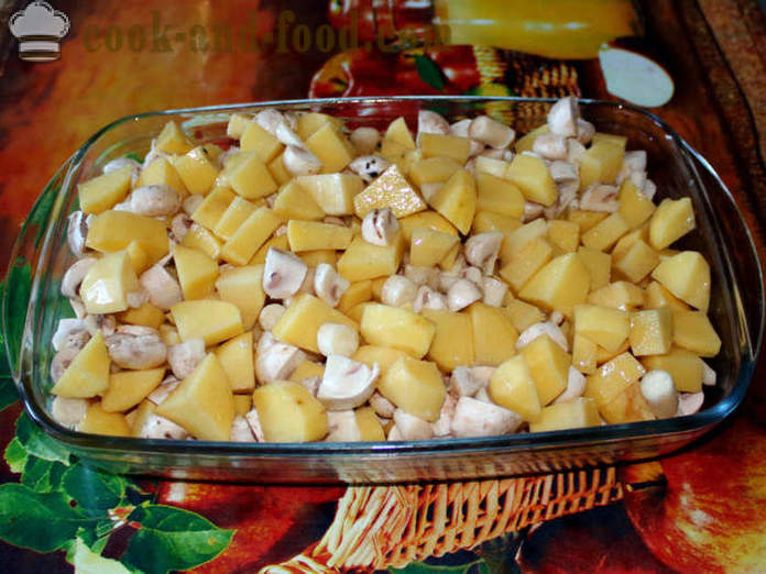 Πατάτες με μανιτάρια στο φούρνο - όπως πατάτες φούρνου με μανιτάρια, βήμα προς βήμα φωτογραφίες συνταγή