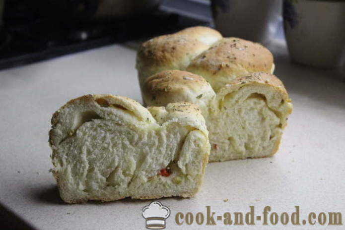 Ψωμί μαγιάς με ελιές και πιπεριές - πώς να ψήνουν ιταλικό ψωμί στο φούρνο, με μια βήμα προς βήμα φωτογραφίες συνταγή
