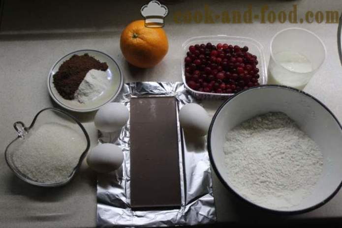 Cranberry muffins με σοκολάτα για το κεφίρ - πώς να μαγειρεύουν κέικ με σοκολάτα και cranberries, με βήμα προς βήμα φωτογραφίες συνταγή