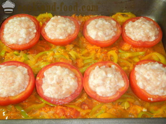 Ντομάτες γεμιστές με κιμά στο φούρνο - πώς να κάνει γεμιστά, μια βήμα προς βήμα φωτογραφίες συνταγή