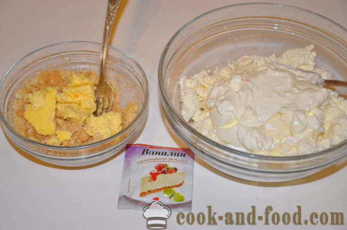 Πηγμένο γάλα για τυρί επιδόρπιο χωρίς ψήσιμο - πώς να μαγειρεύουν cheesecake επιδόρπιο με ζελατίνη στο σπίτι, βήμα προς βήμα φωτογραφίες συνταγή