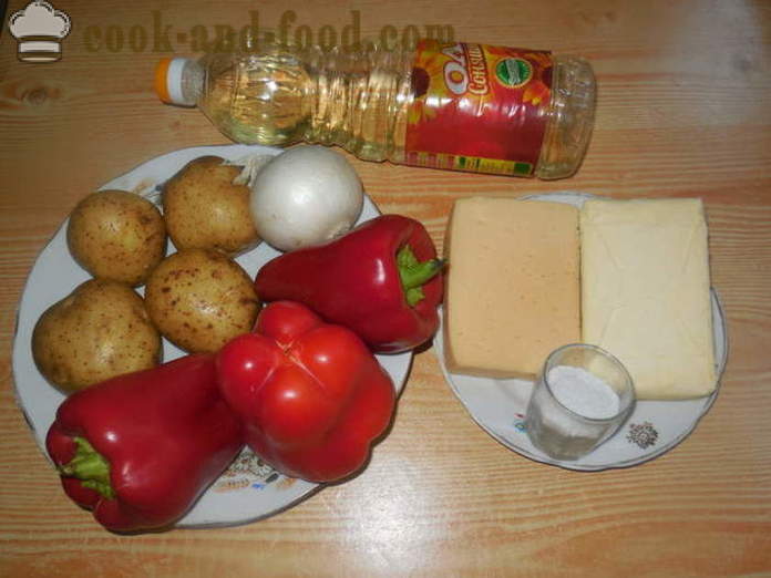 Πιπεριές γεμιστές με πουρέ πατάτας και ψητά στο φούρνο - πώς να μαγειρεύουν γεμιστές πιπεριές με πατάτες και τυρί, με μια βήμα προς βήμα φωτογραφίες συνταγή