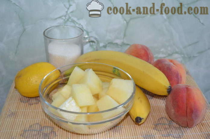 Το παγωτό σορμπέ πεπόνι, ροδάκινο και μπανάνες - πώς να κάνει μια γρανίτα στο σπίτι, βήμα προς βήμα φωτογραφίες συνταγή