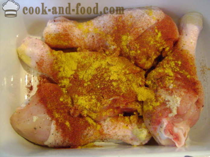 Ψημένα μπούτια κοτόπουλου - πώς να μαγειρεύουν ένα νόστιμο μπούτια κοτόπουλο στο φούρνο, με μια βήμα προς βήμα φωτογραφίες συνταγή