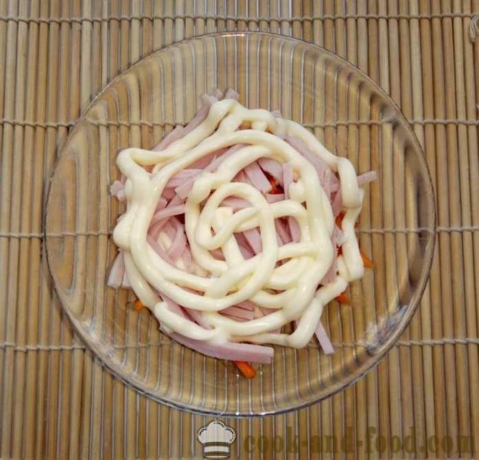 Απλή σαλάτα και πατάτες - πώς να κάνει μια πολυεπίπεδη σαλάτα με ζαμπόν, μανιτάρια και πατάτες, βήμα προς βήμα φωτογραφίες συνταγή