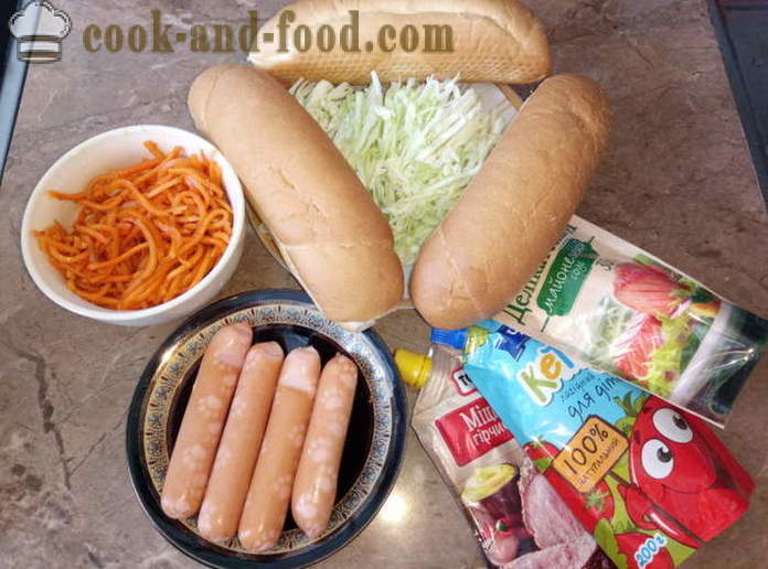 Νόστιμα χοτ-ντογκ με λουκάνικο και λαχανικά - πώς να κάνει ένα χοτ-ντογκ στο σπίτι, βήμα προς βήμα φωτογραφίες συνταγή
