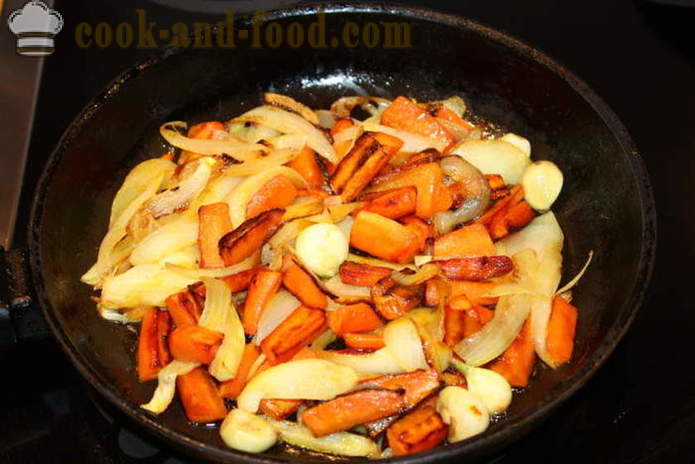 Αρνί στιφάδο με κρεμμύδια, τα καρότα και το σκόρδο - πώς να μαγειρεύουν ένα νόστιμο στιφάδο αρνί, ένα βήμα προς βήμα φωτογραφίες συνταγή