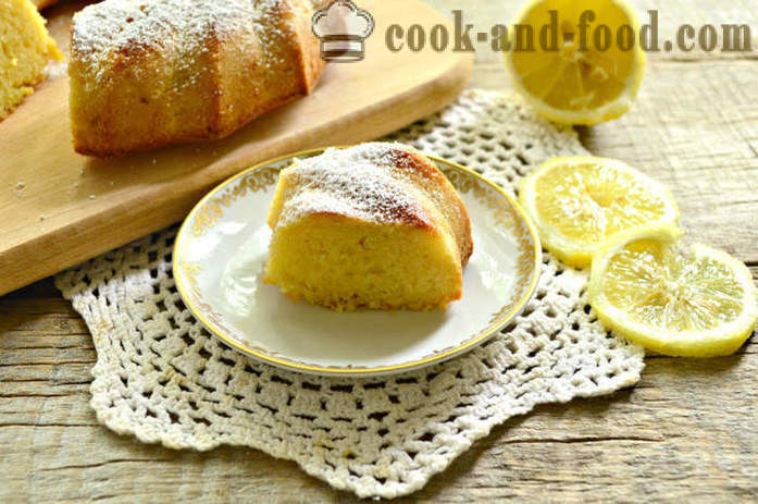 Λεμόνι πίτα σε σιμιγδάλι και το γιαούρτι σε σχήμα τούρτα - πώς να κάνει κεφίρ μάννα, ένα βήμα προς βήμα φωτογραφίες συνταγή