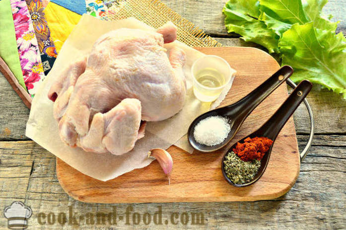 Κοτόπουλο ψημένο στο μανίκι εντελώς - πώς να ψήνουν κοτόπουλο στο φούρνο, με μια βήμα προς βήμα φωτογραφίες συνταγή