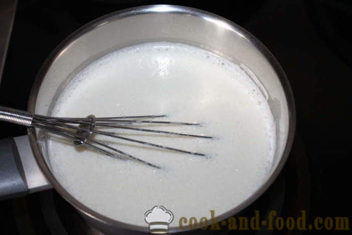 Κρέμα με κρέμα γάλακτος και το άμυλο - πώς να μαγειρεύουν κρεμώδη κρέμα, ένα βήμα προς βήμα φωτογραφίες συνταγή