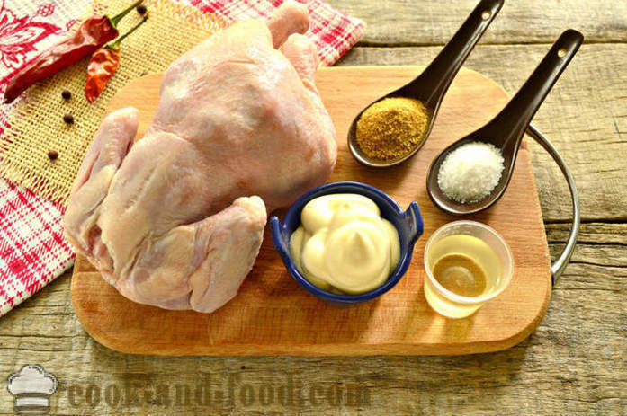 Ολόκληρο κοτόπουλο ψημένο σε αλουμινόχαρτο στο φούρνο - πώς να μαγειρέψουν ένα κοτόπουλο στο φούρνο σε αλουμινόχαρτο, με μια βήμα προς βήμα φωτογραφίες συνταγή