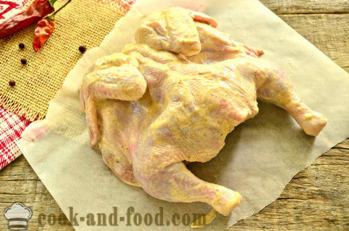 Ολόκληρο κοτόπουλο ψημένο σε αλουμινόχαρτο στο φούρνο - πώς να μαγειρέψουν ένα κοτόπουλο στο φούρνο σε αλουμινόχαρτο, με μια βήμα προς βήμα φωτογραφίες συνταγή
