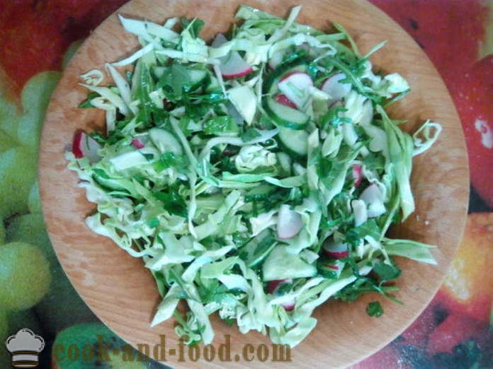 Η πιο νόστιμη σαλάτα με ρόκα και λαχανικά - πώς να προετοιμάσει μια σαλάτα από ρόκα, μια βήμα προς βήμα φωτογραφίες συνταγή