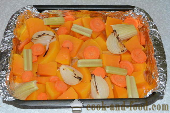 Κρέμα της κολοκύθας, τα καρότα και το σέλινο χωρίς κρέμα - πώς να μαγειρεύουν μια νόστιμη σούπα κολοκύθας, μια βήμα προς βήμα φωτογραφίες συνταγή