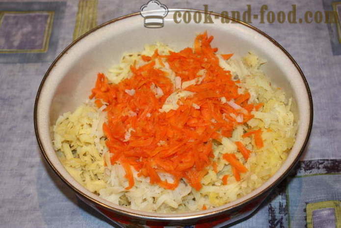Μπουρέκια πατάτας με κρεμμύδια και τα καρότα - πώς να μαγειρεύουν μια μπιφτέκια πατάτες βραστές πατάτες, με μια βήμα προς βήμα φωτογραφίες συνταγή