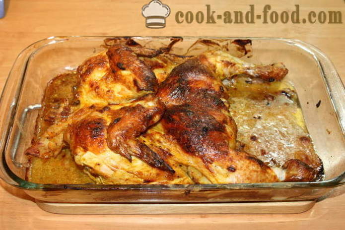 Ψητό κοτόπουλο στο φούρνο - ως ένα νόστιμο ψητό κοτόπουλο στο φούρνο, με μια βήμα προς βήμα φωτογραφίες συνταγή