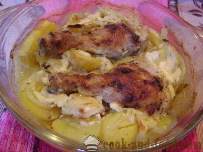 Μπούτια κοτόπουλο με πατάτες στο φούρνο - πώς να μαγειρεύουν ένα νόστιμο κνήμη κοτόπουλο με πατάτες, μια βήμα προς βήμα φωτογραφίες συνταγή