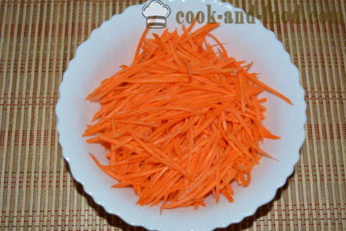 Μια απλή σαλάτα με Κορέας καρότο και αγγούρι - πώς να μαγειρεύουν Κορέας σαλάτα από καρότα και αγγούρια, με μια βήμα προς βήμα φωτογραφίες συνταγή