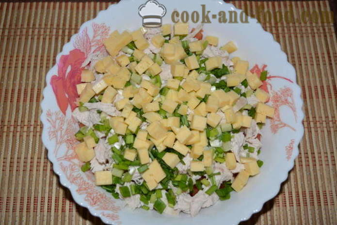 Μια νόστιμη σαλάτα με αβοκάντο και στήθος κοτόπουλου - πώς να προετοιμάσει μια σαλάτα με αβοκάντο και κοτόπουλο, με μια βήμα προς βήμα φωτογραφίες συνταγή