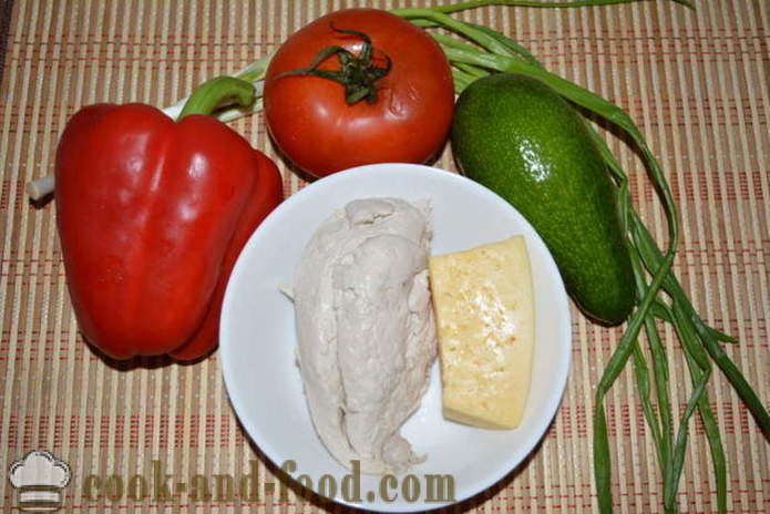 Μια νόστιμη σαλάτα με αβοκάντο και στήθος κοτόπουλου - πώς να προετοιμάσει μια σαλάτα με αβοκάντο και κοτόπουλο, με μια βήμα προς βήμα φωτογραφίες συνταγή