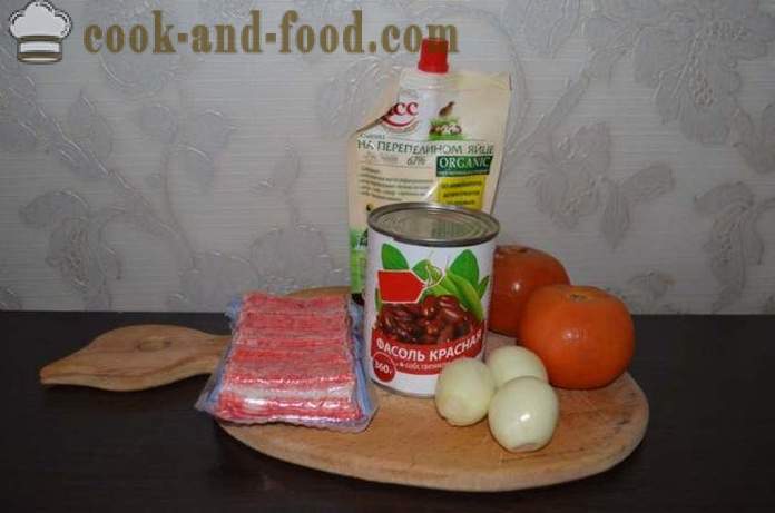 Απλή σαλάτα από κόκκινα φασόλια με ντομάτα - πώς να προετοιμάσει μια σαλάτα με κόκκινα φασόλια, ένα βήμα προς βήμα φωτογραφίες συνταγή
