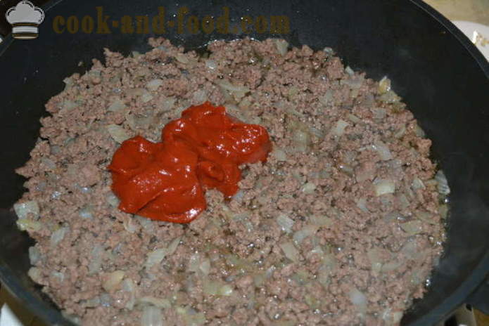 Μακαρόνια κατσαρόλας με κιμά και μπεσαμέλ - πώς να μαγειρεύουν τα ζυμαρικά κατσαρόλα στο φούρνο, με μια βήμα προς βήμα φωτογραφίες συνταγή